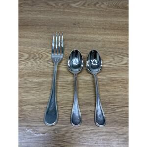 Christofle France Malmaison Silverplate Oval Coffee Spoon 5.25" & 7” Fork ~3 Pc